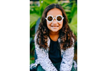 Okulary dla dzieci (Polaryzacja) "The Daisy" White Flower Polarized Gold Lens