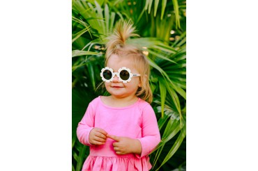 Okulary dla dzieci (Polaryzacja) "The Daisy" White Flower Polarized Gold Lens
